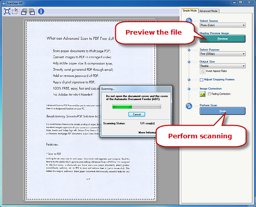 Scan the Document